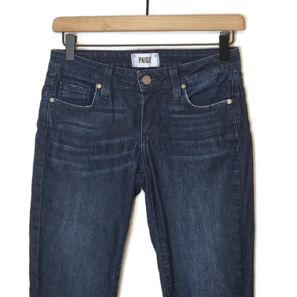 PAIGE Kylie Crop Cuffed Ankle Low Rise Cotton Stretch Blue Denim Jean Size 25 - Picture 3 of 15